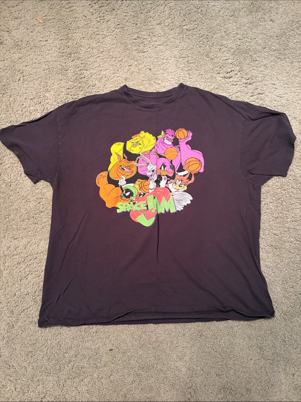 l*space Black Tee with Neon Space Jam Graphic